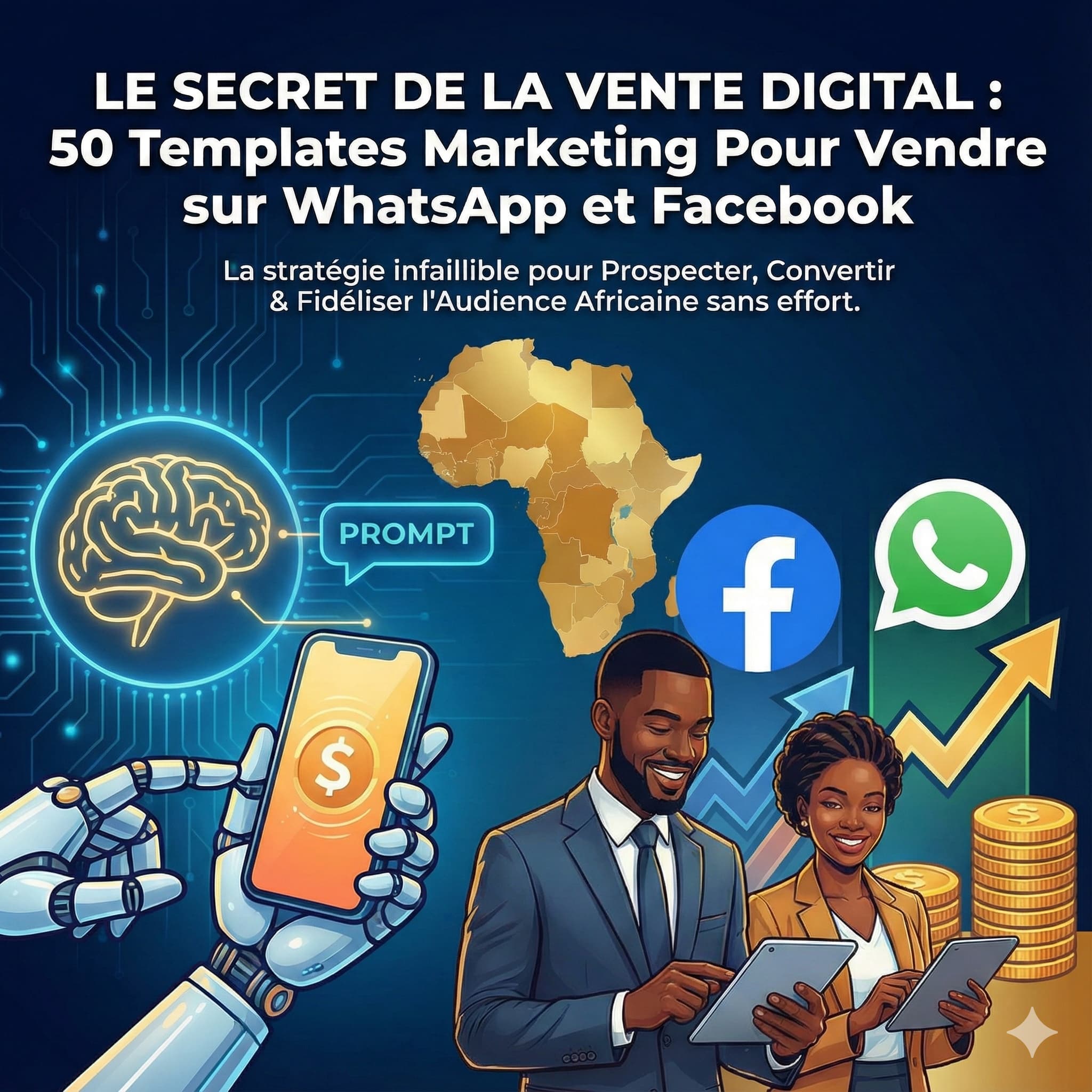 LE SECRET DE LA VENTE DIGITAL : 50 Templates Marketing Pour Vendre sur WhatsApp et Facebook.
