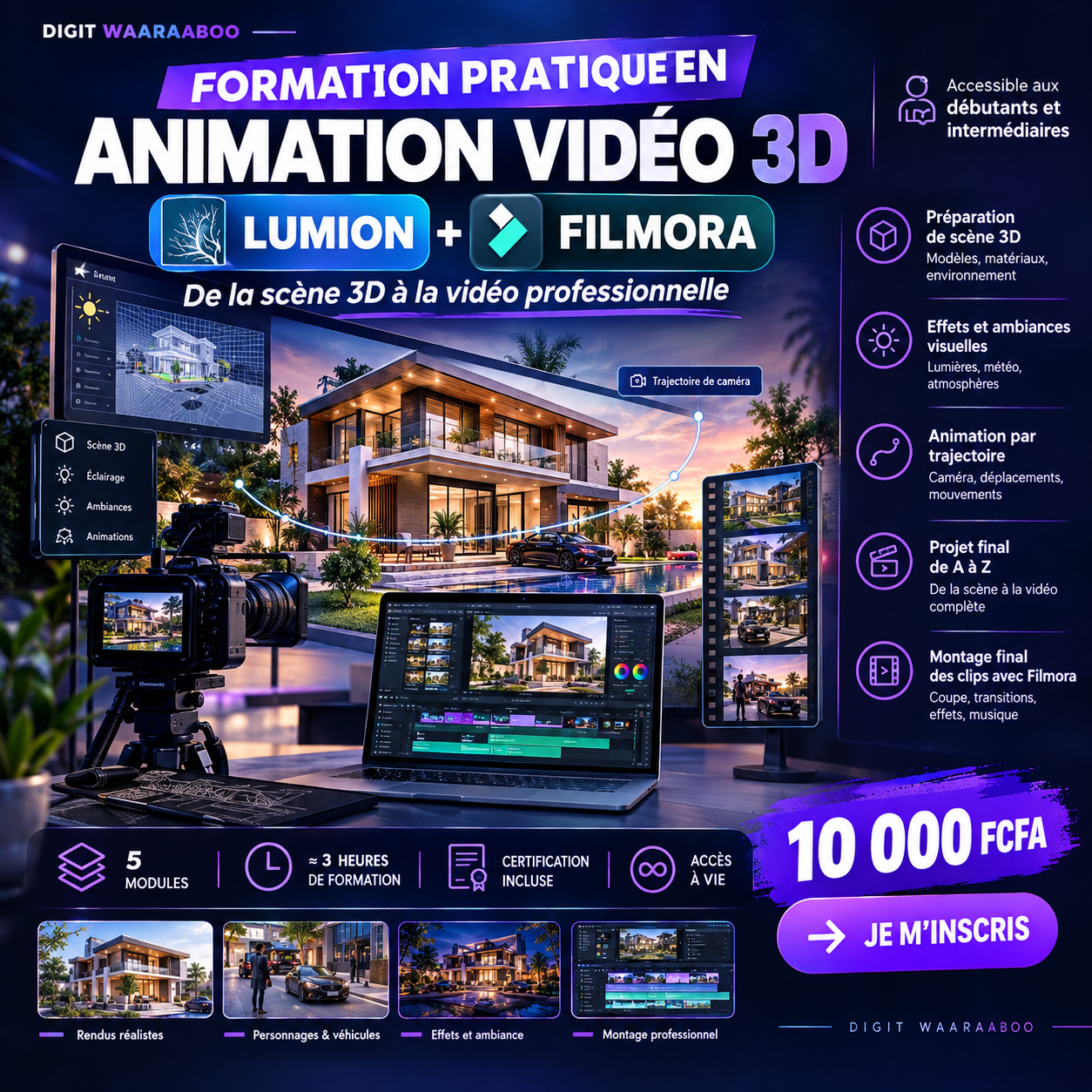 Formation Pratique en Animation 3D Lumion + Filmora